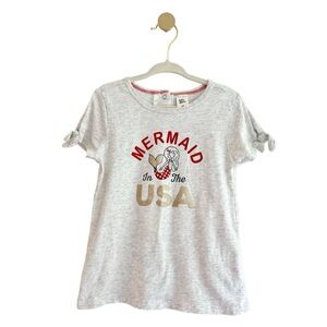 Baby B'gosh Light Gray “Mermaid In The USA” Kids Shirt Girls 4T